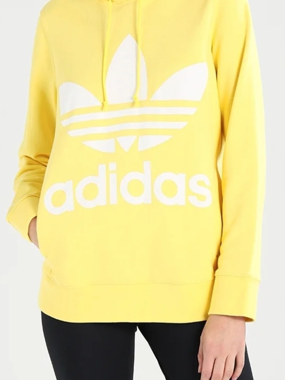 adidas Yellow Trefoil Pullover Hoodie with White Logo